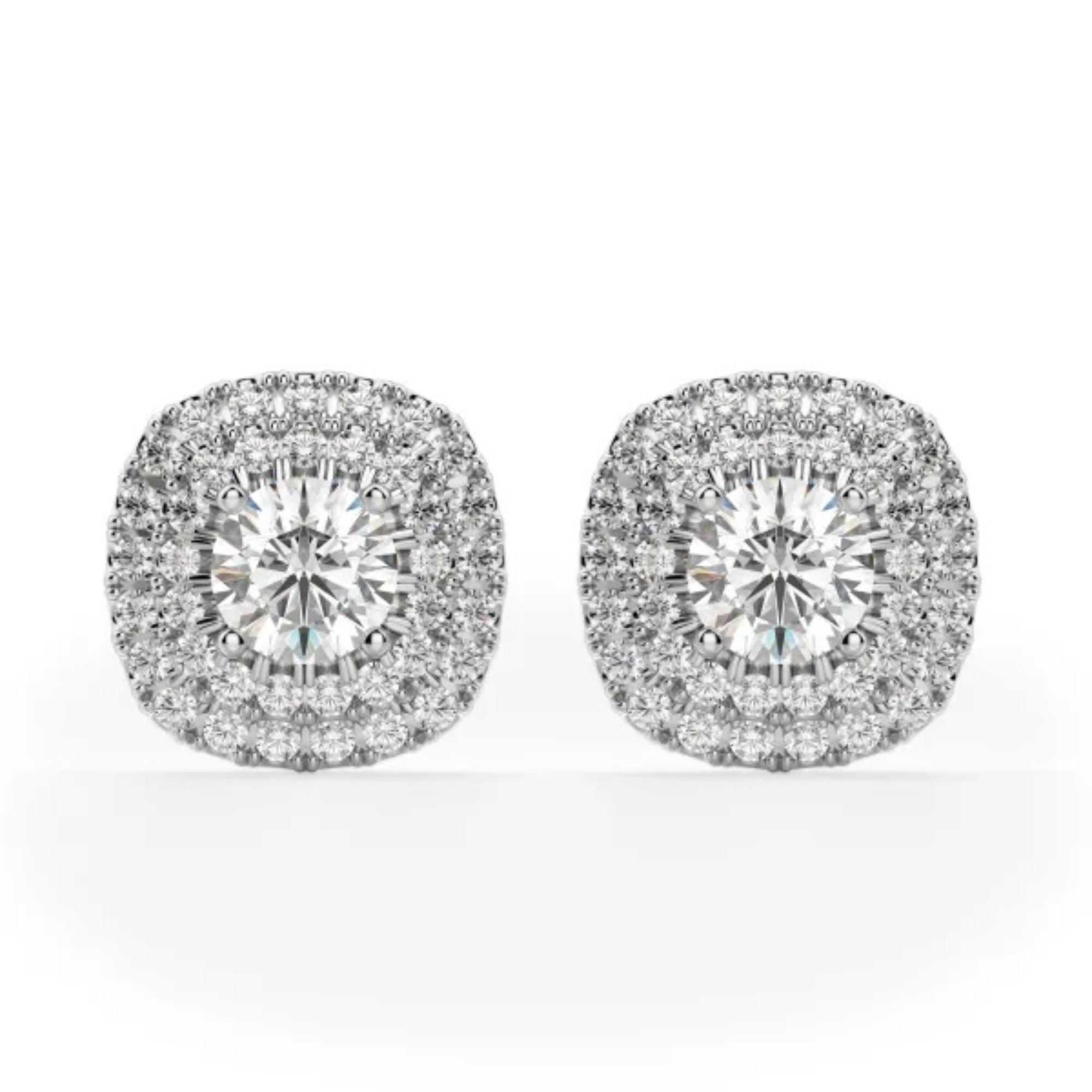 Brilliant Round Cut Double Halo Stud Earrings
