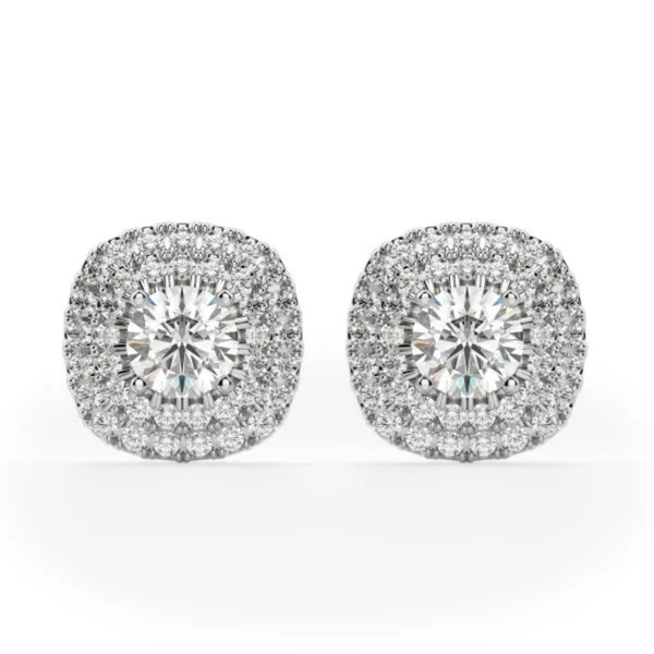 Brilliant Round Cut Double Halo Stud Earrings