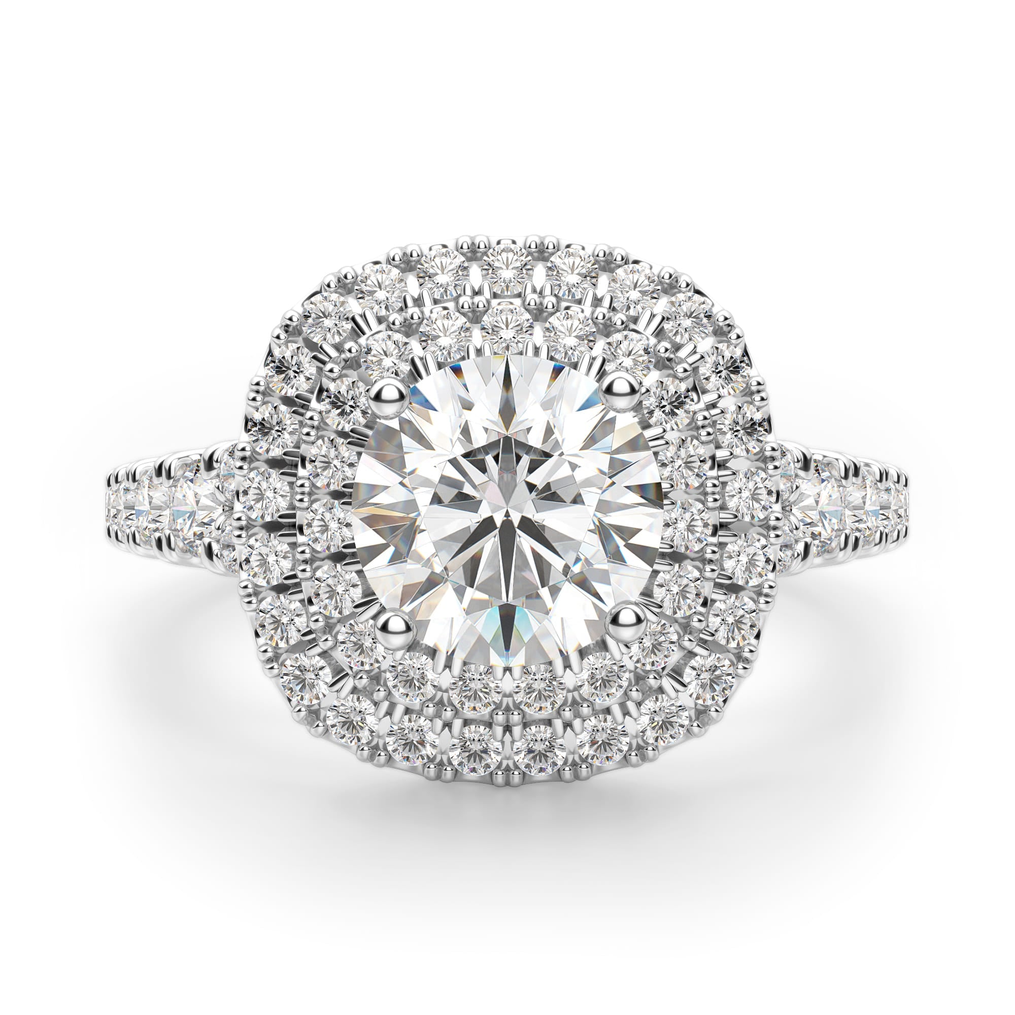 Brilliant Round Cut Double Halo Moissanite Engagement Ring