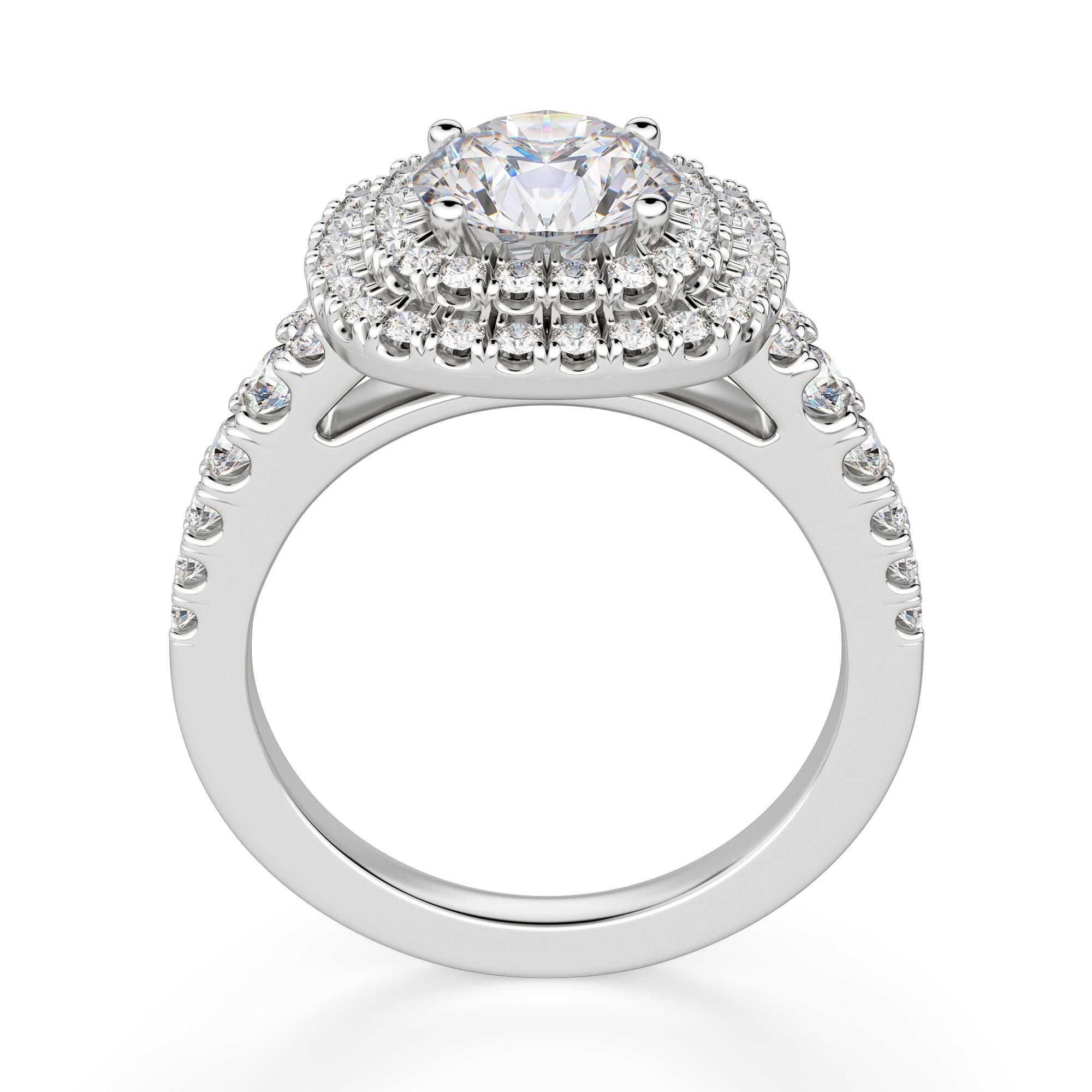 Brilliant Round Cut Double Halo Moissanite Engagement Ring