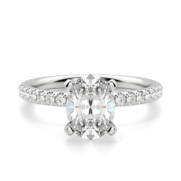 Oval Cut Accented Stone Moissanite Engagement Ring