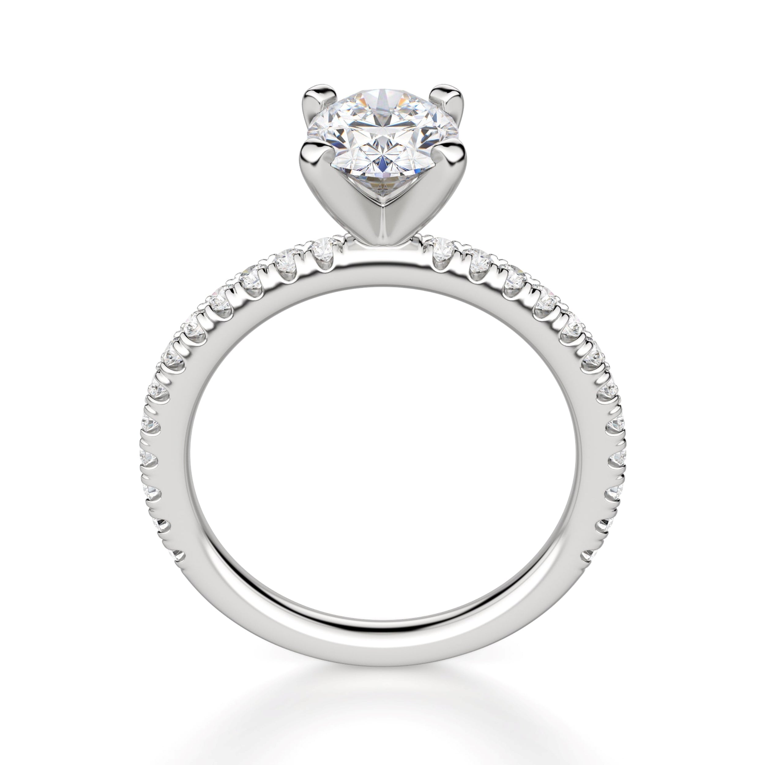 Oval Cut Accented Stone Moissanite Engagement Ring