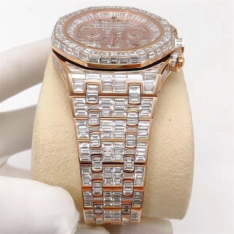 Baguette Cut Moissanite Diamond Watches for Men's