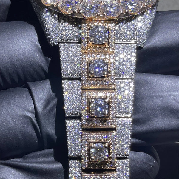 Black Dial Iced Out Moissanite Diamond Watch Gift for Him