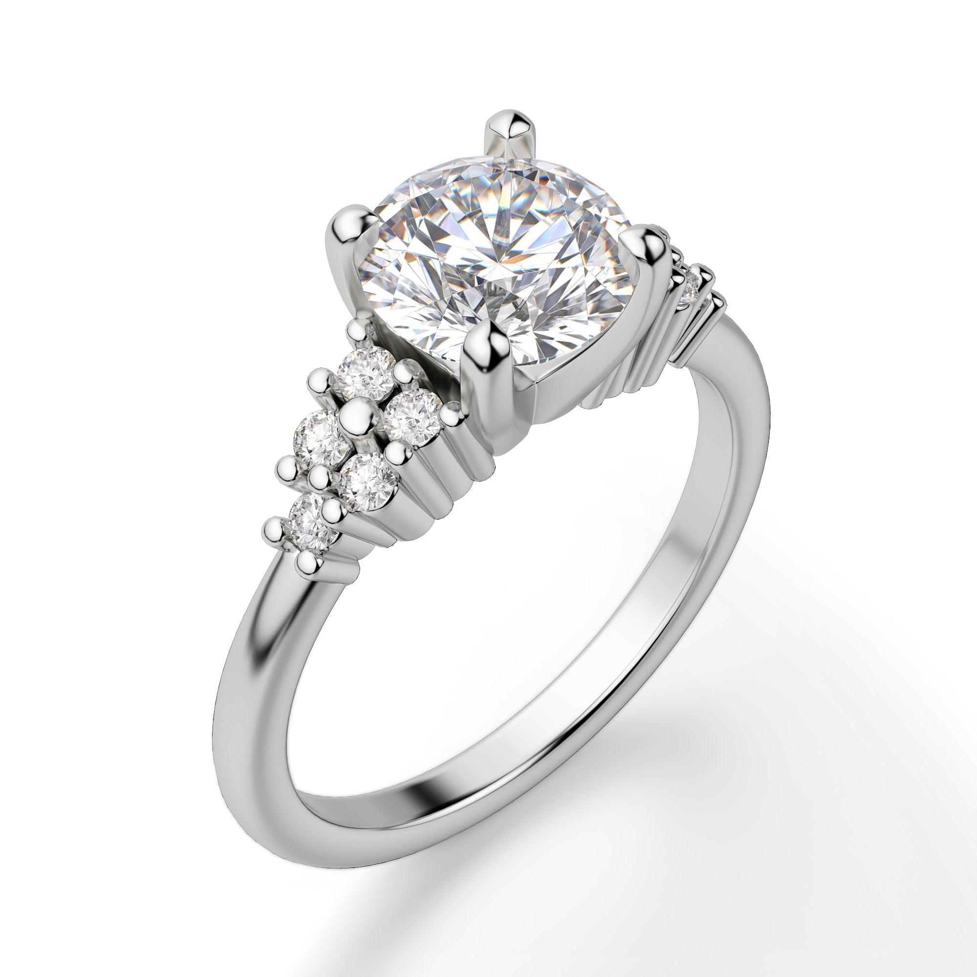 Brilliant Round Cut Moissanite Engagement Ring