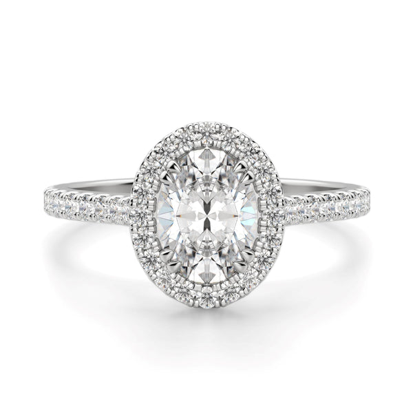 Oval Cut Halo Moissanite Engagement Ring