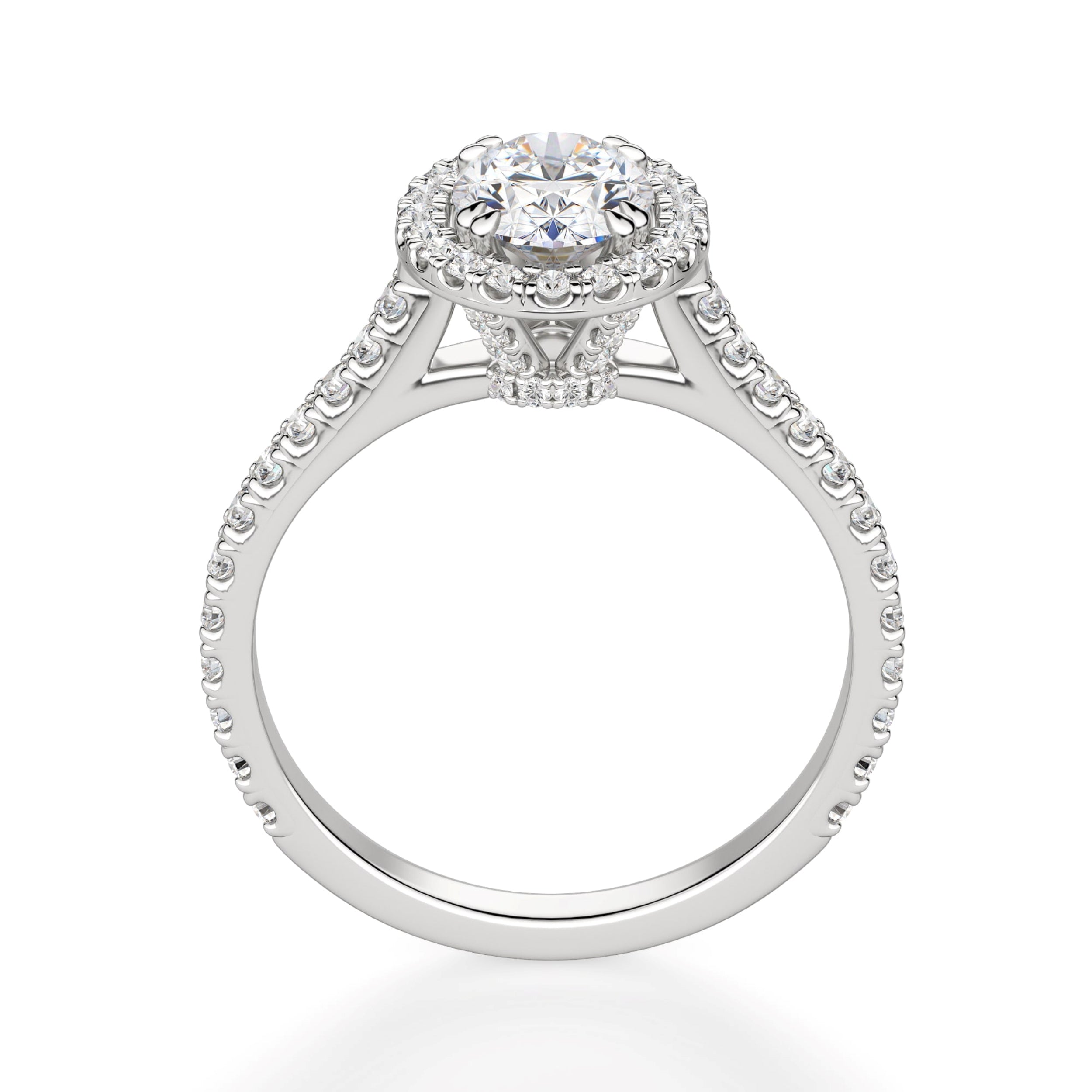 Oval Cut Halo Moissanite Engagement Ring