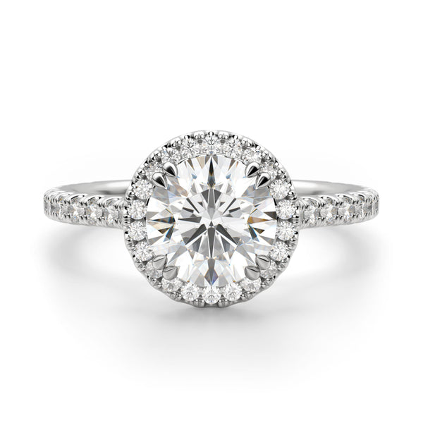 Prague Brilliant Round Cut Moissanite Halo Engagement Ring