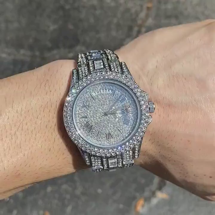 Iced Out Moissanite Diamond Customized Watch for Men's