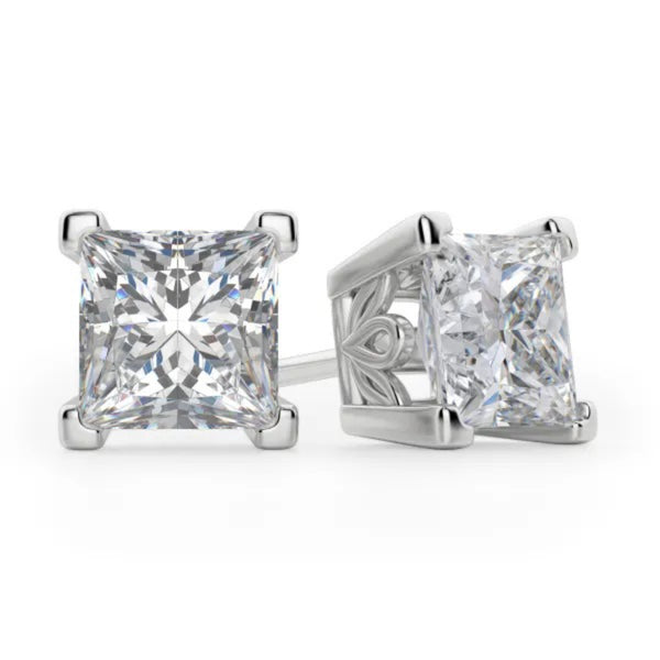 Princess Cut Moissanite Stud Earrings