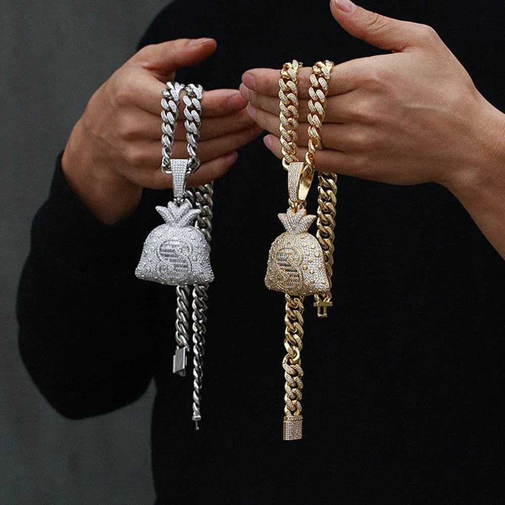Moissanite Diamond Money Bag Hip Hop Pendant