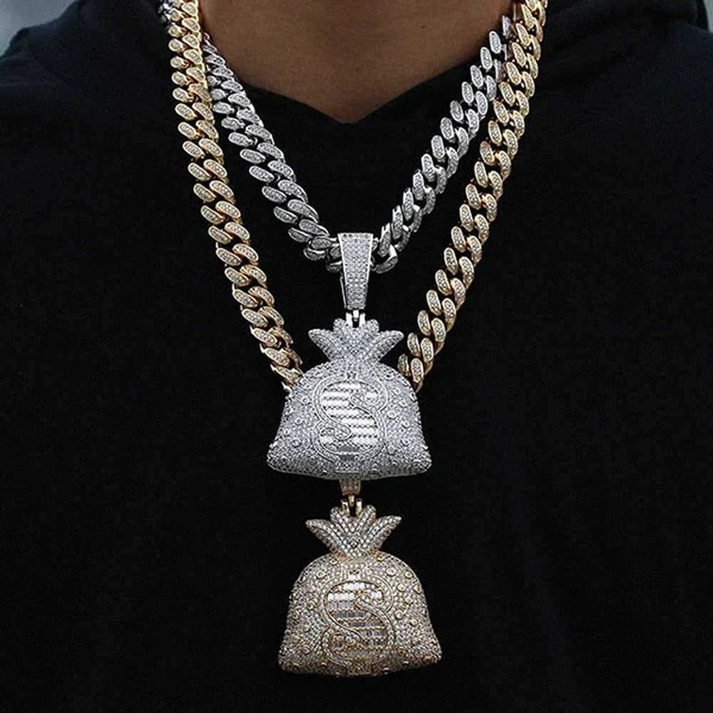 Moissanite Diamond Money Bag Hip Hop Pendant