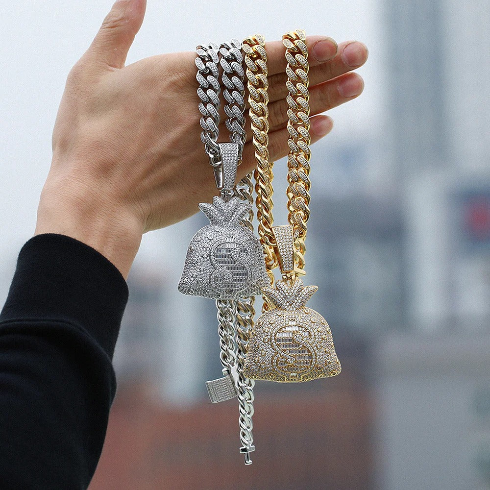 Moissanite Diamond Money Bag Hip Hop Pendant