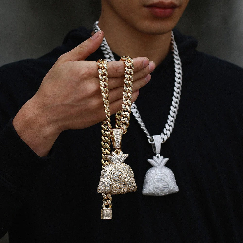 Moissanite Diamond Money Bag Hip Hop Pendant