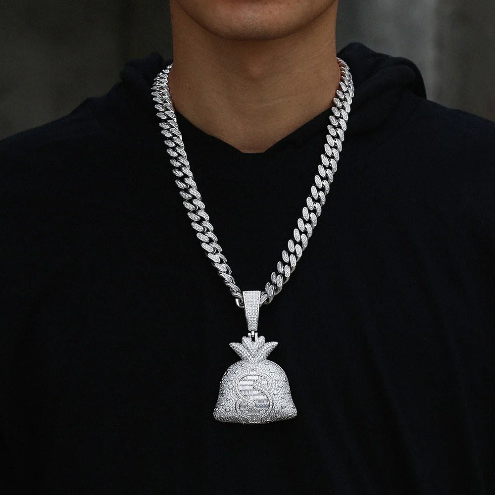 Moissanite Diamond Money Bag Hip Hop Pendant