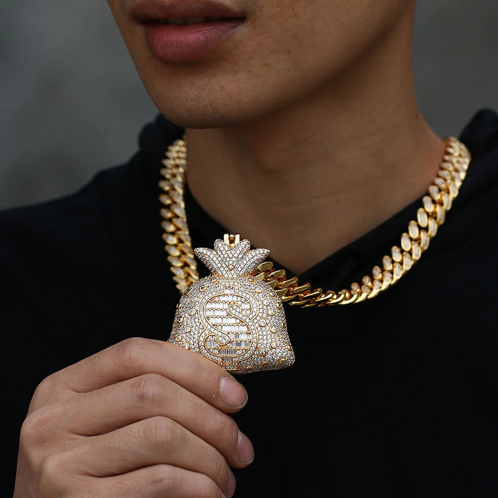Moissanite Diamond Money Bag Hip Hop Pendant