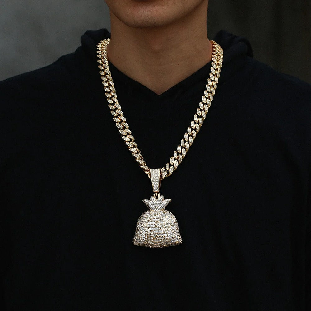 Moissanite Diamond Money Bag Hip Hop Pendant