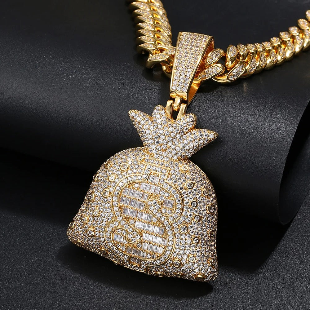 Moissanite Diamond Money Bag Hip Hop Pendant