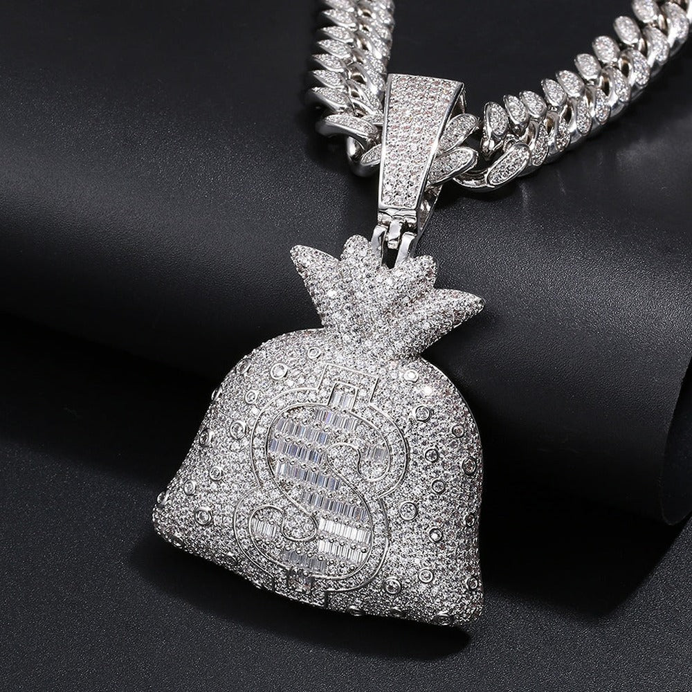 Moissanite Diamond Money Bag Hip Hop Pendant