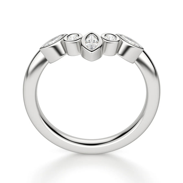 Multi Diamond Bezel Set Moissanite Chevron Style Eternity Band