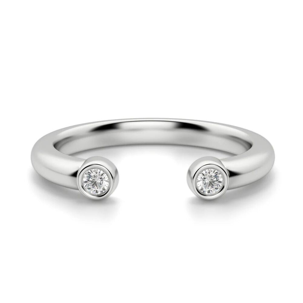 VVS1 Moissanite  Round Cut Open Cuff Wedding Band