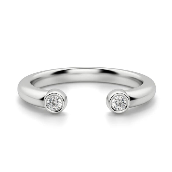VVS1 Moissanite  Round Cut Open Cuff Wedding Band