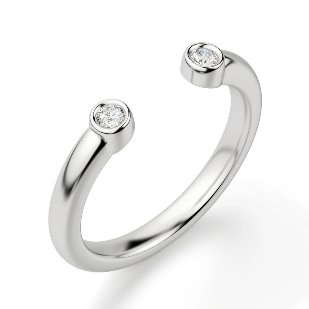 VVS1 Moissanite  Round Cut Open Cuff Wedding Band