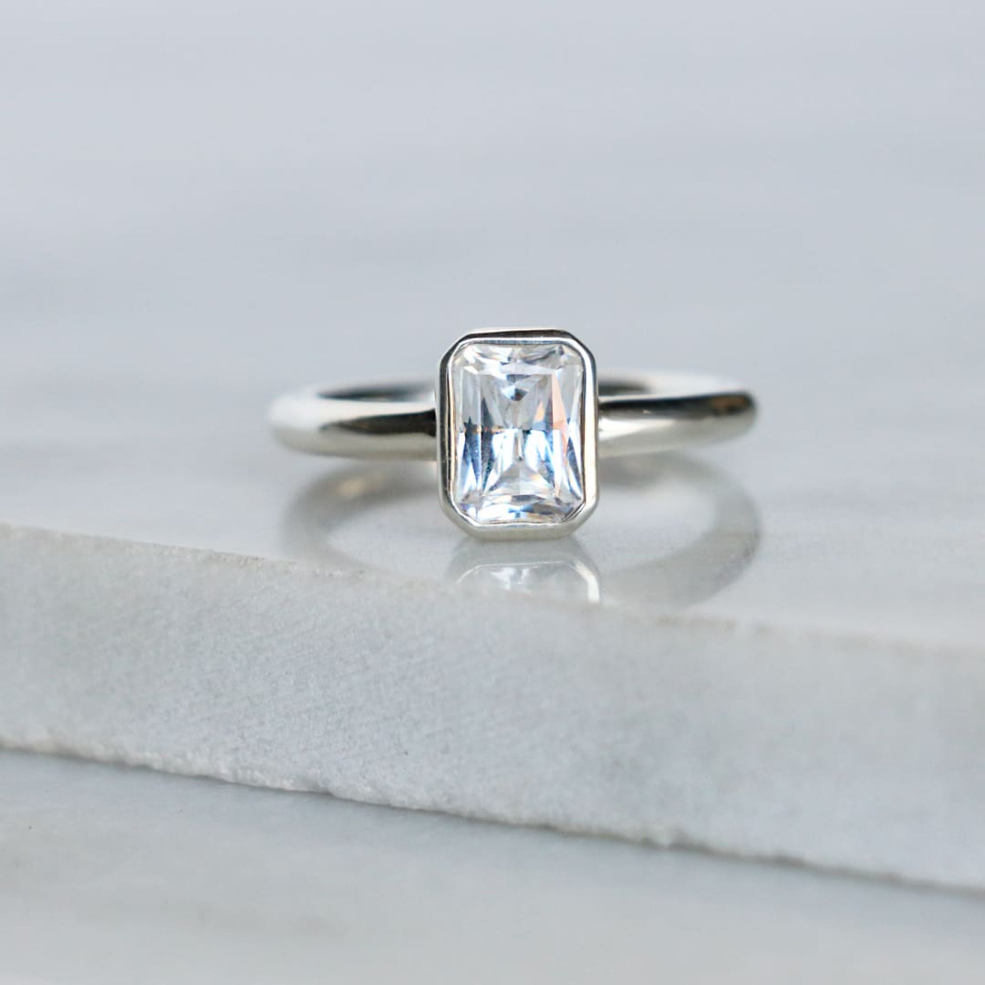 Radiant Cut Bezel Set Solitaire Ring