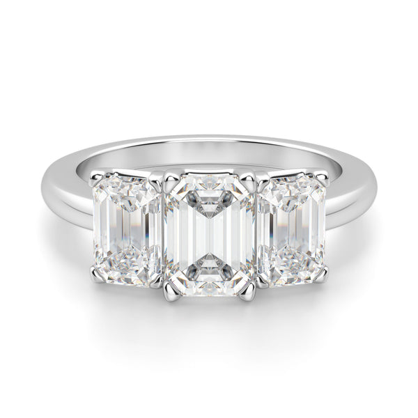 Emerald Cut Three Stone Moissanite Engagement Ring