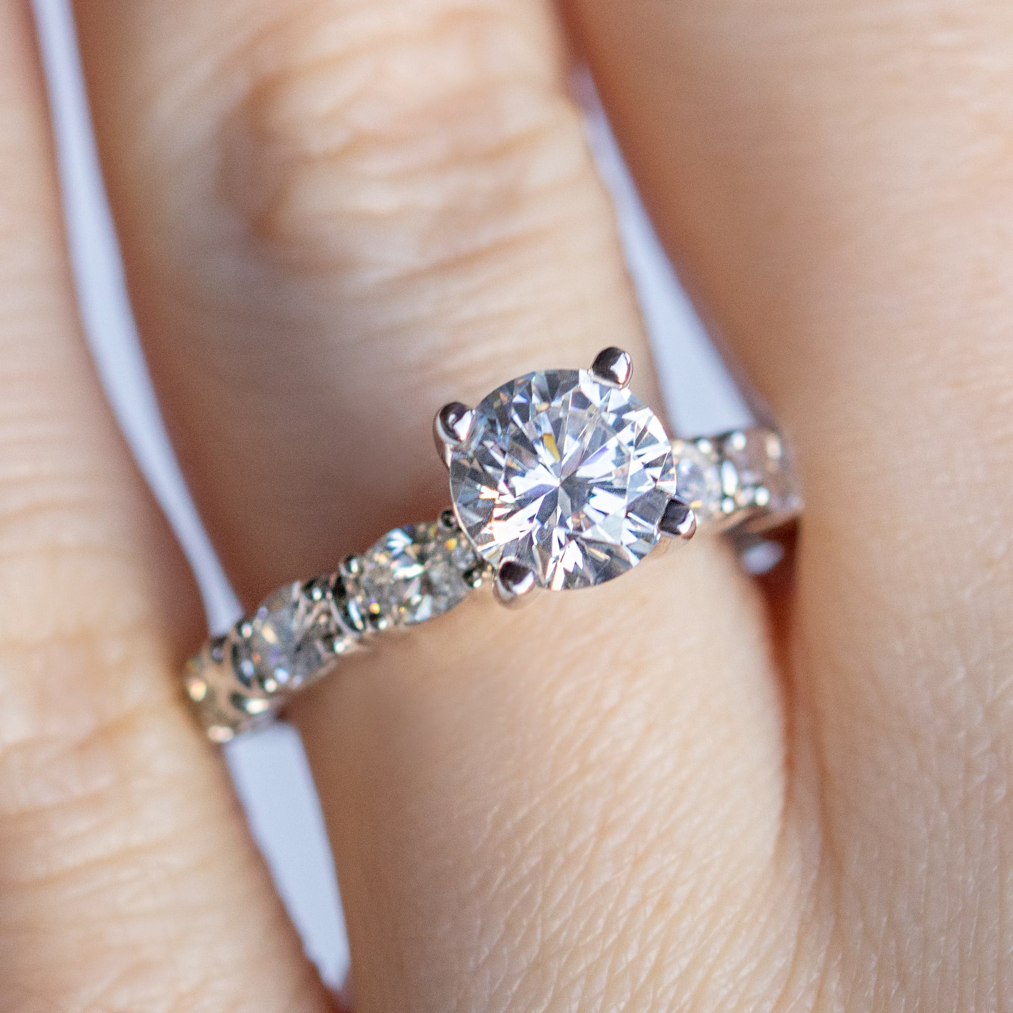 Brilliant Round Cut Pave Set Vintage Engagement Ring