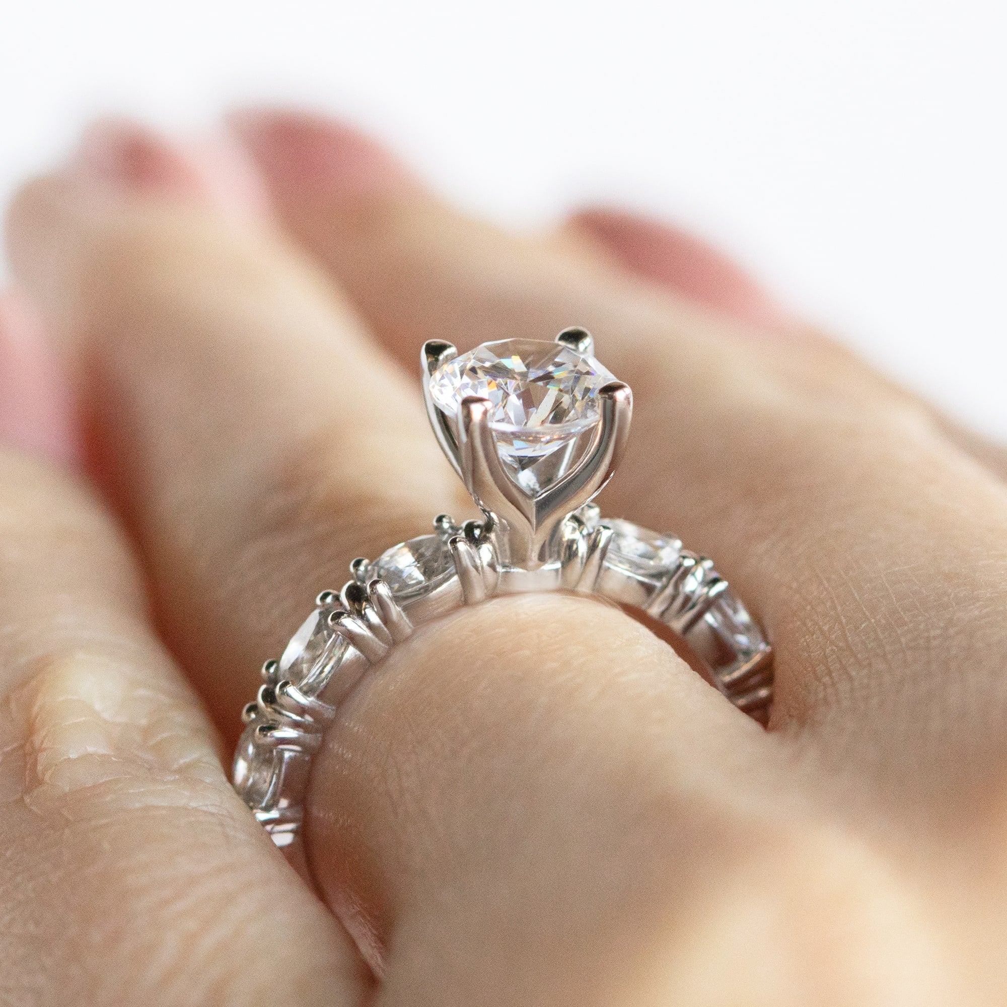 Brilliant Round Cut Pave Set Vintage Engagement Ring