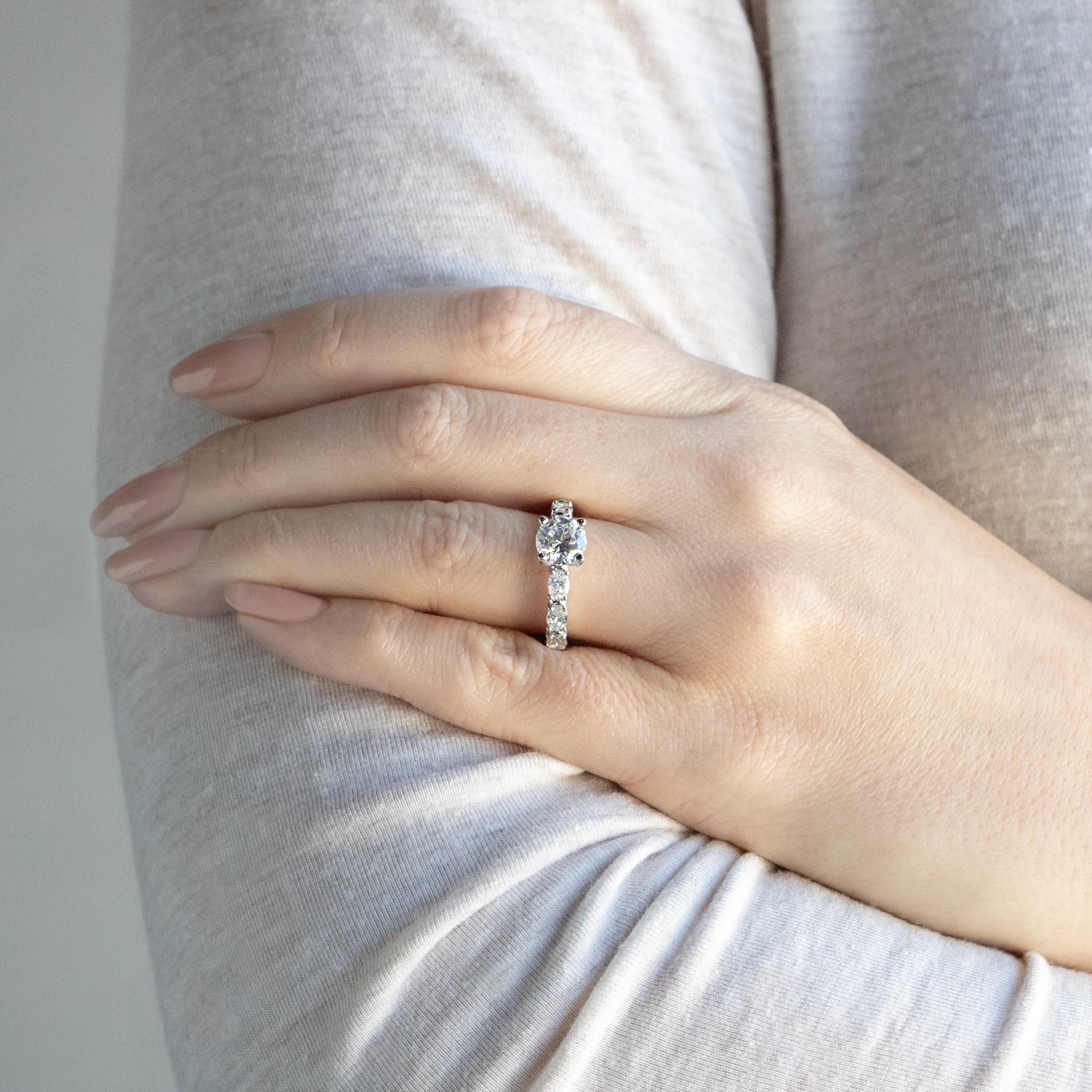 Brilliant Round Cut Pave Set Vintage Engagement Ring