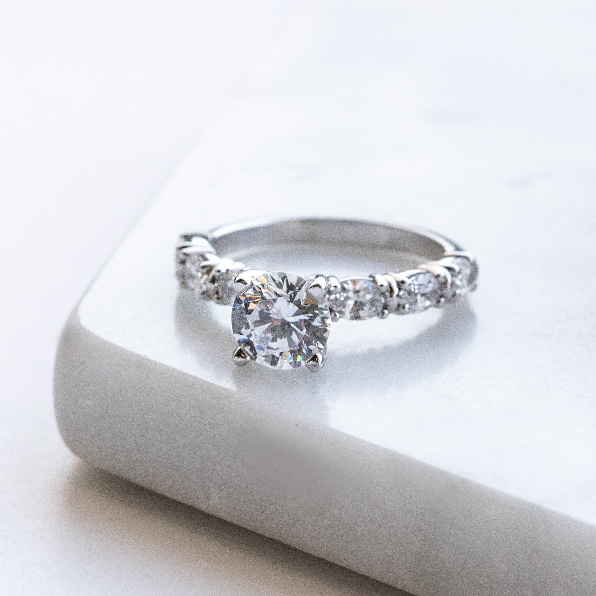 Brilliant Round Cut Pave Set Vintage Engagement Ring