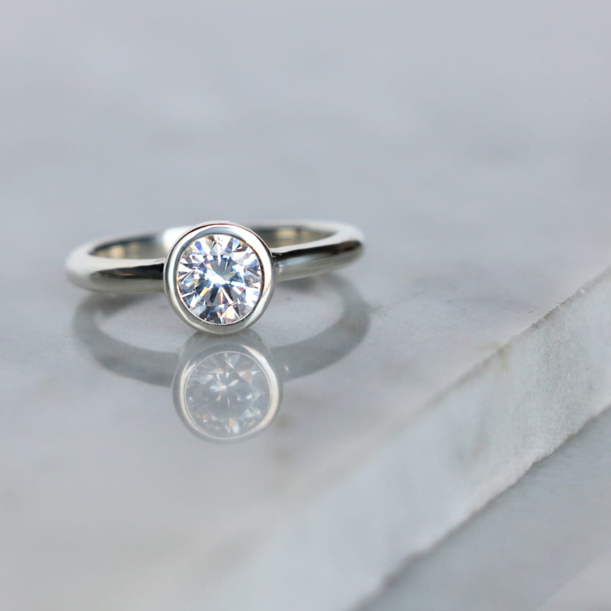 Round Cut Bezel Set Solitaire Engagement Ring