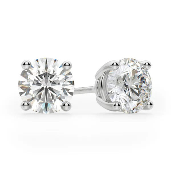 Brilliant Round Cut Screw Back Stud Earrings
