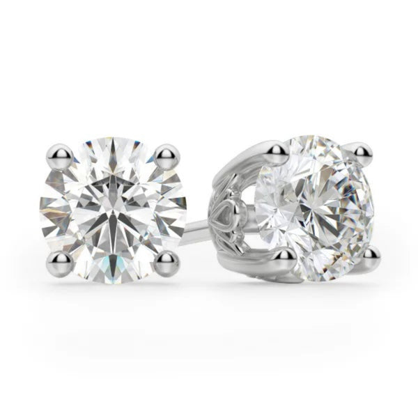 Round Cut Push Back Stud Earrings