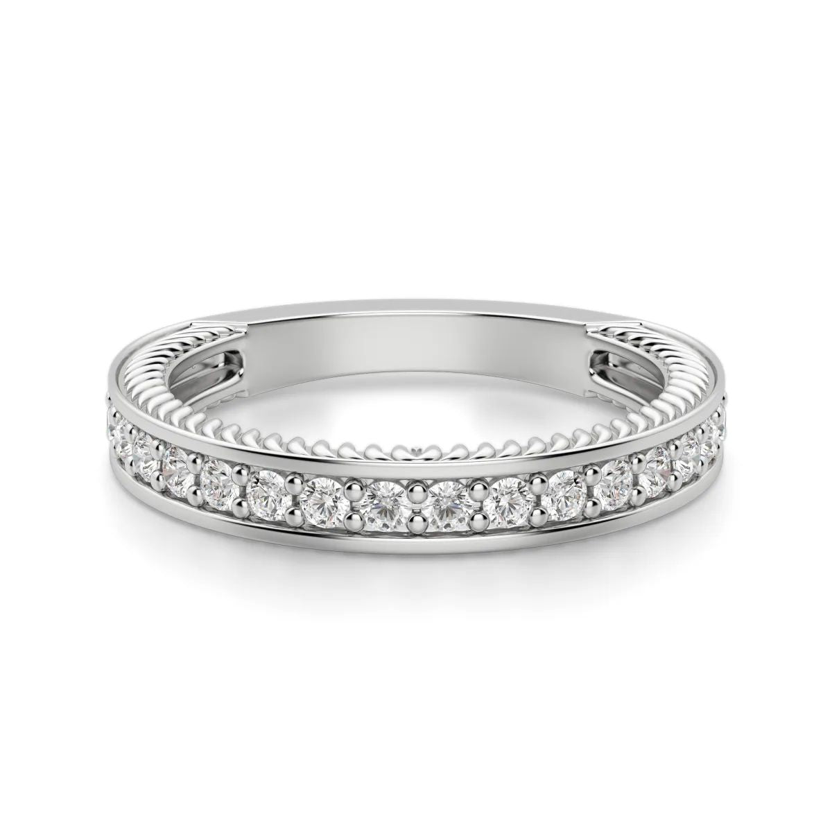 Moissanite Round Cut Art Deco Wedding Eternity Band