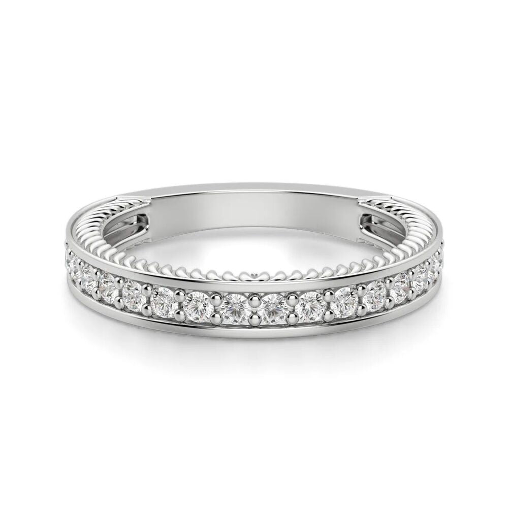 Colorless Princess Cut Moissanite Pave Set Wedding Band