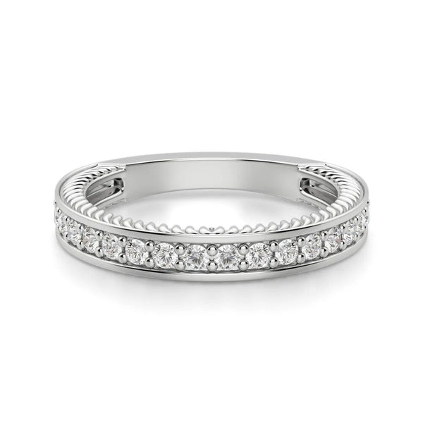 Colorless Princess Cut Moissanite Pave Set Wedding Band