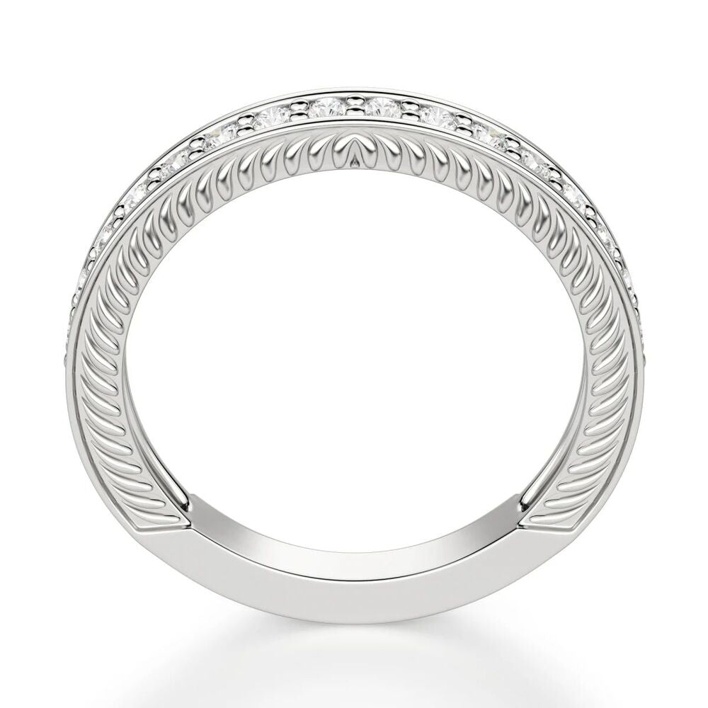 Colorless Princess Cut Moissanite Pave Set Wedding Band