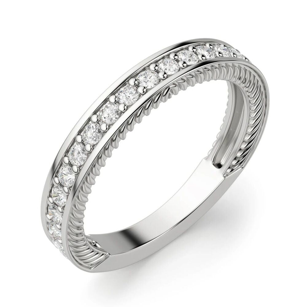 Round Cut Vintage Style Moissanite Wedding Band For Women