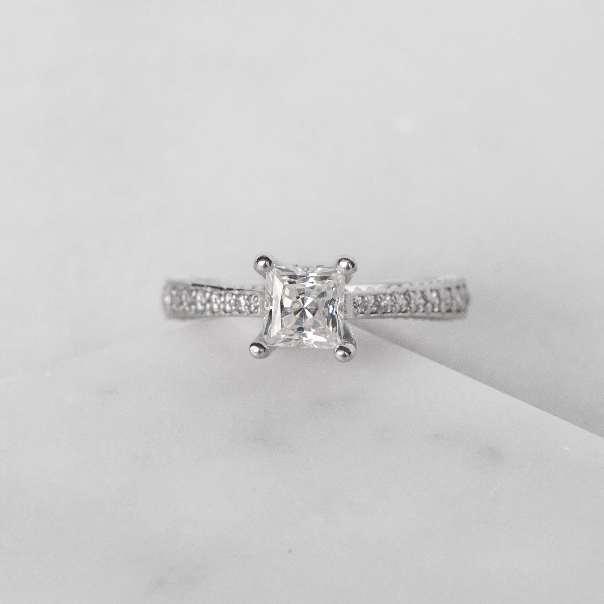 Princess Cut Pave Set Moissanite Women's Ring