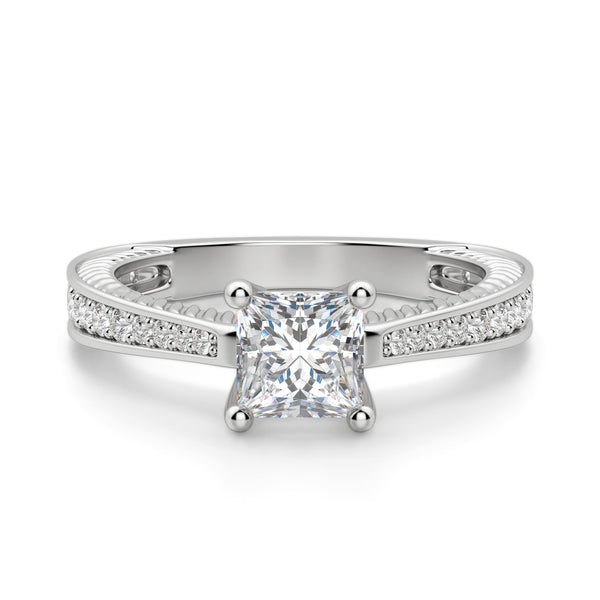 Princess Cut Pave Set Moissanite Women's Ring