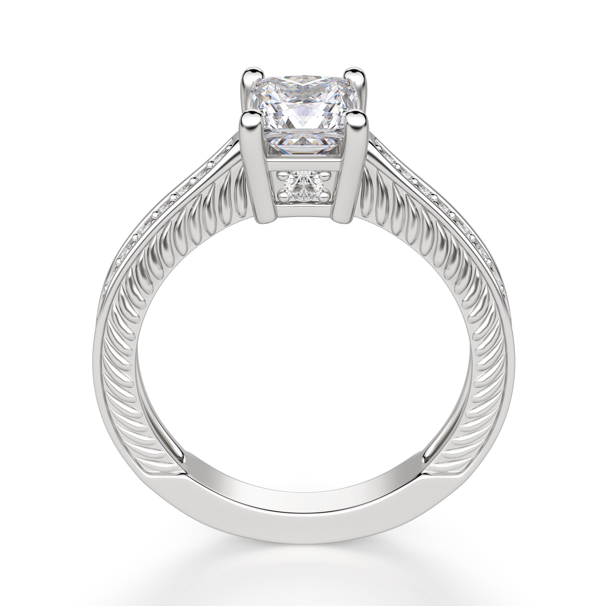 Princess Cut Pave Set Moissanite Women's Ring