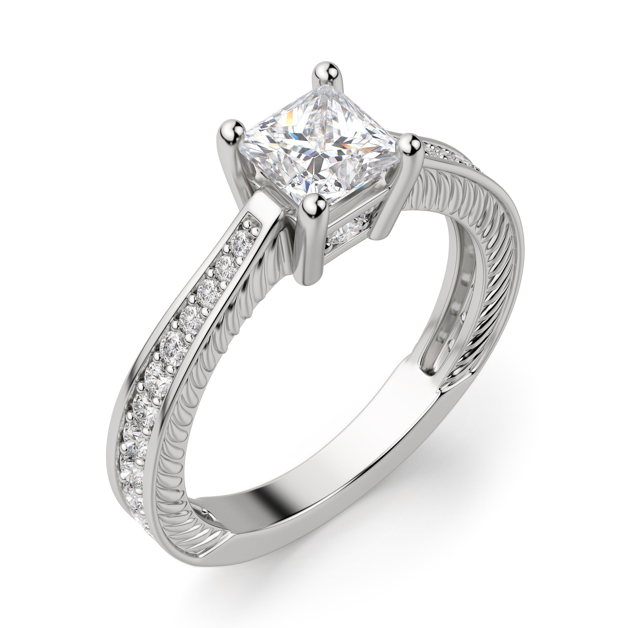 Princess Cut Pave Set Moissanite Women's Ring