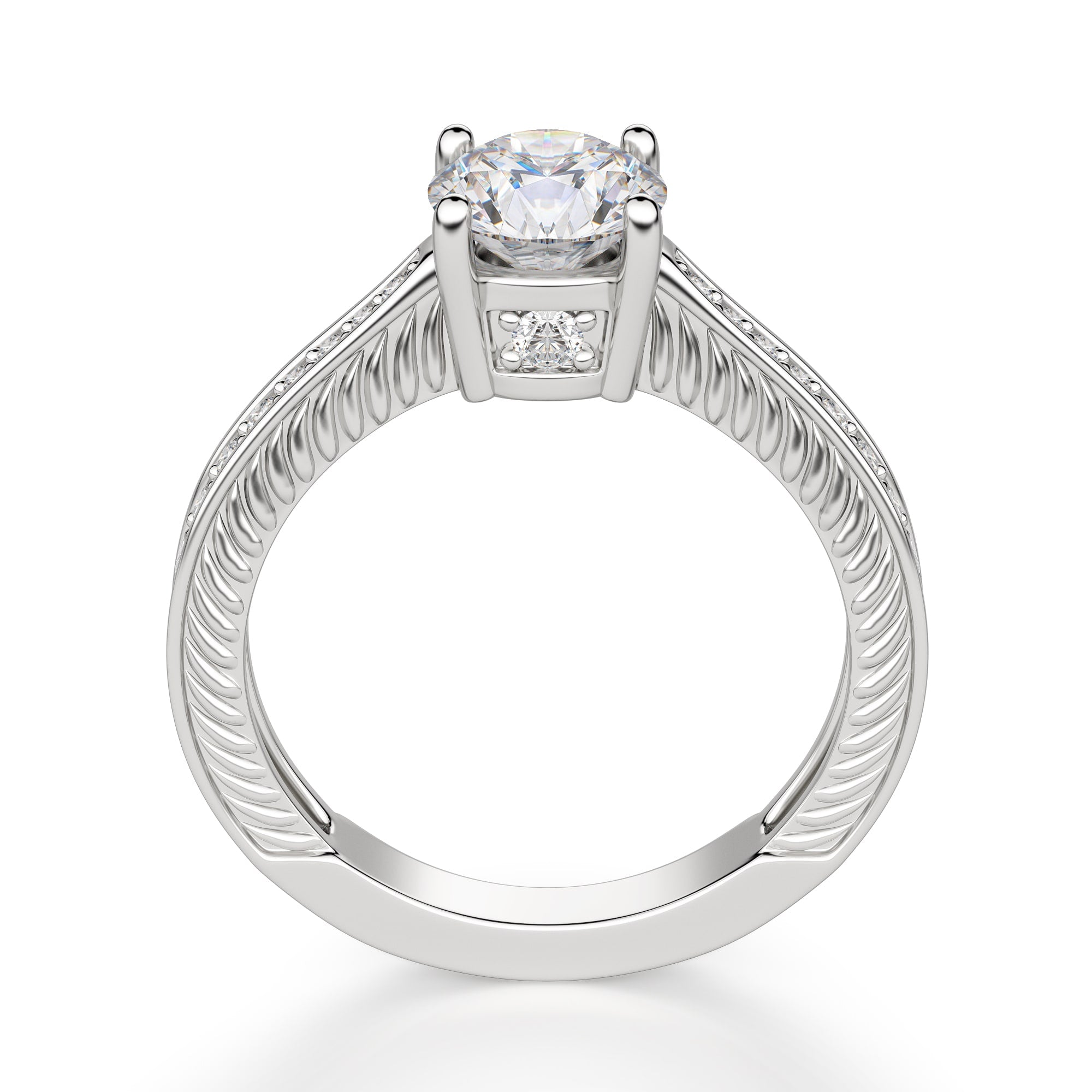 Brilliant Round Cut Art Deco Moissanite Engagement Ring