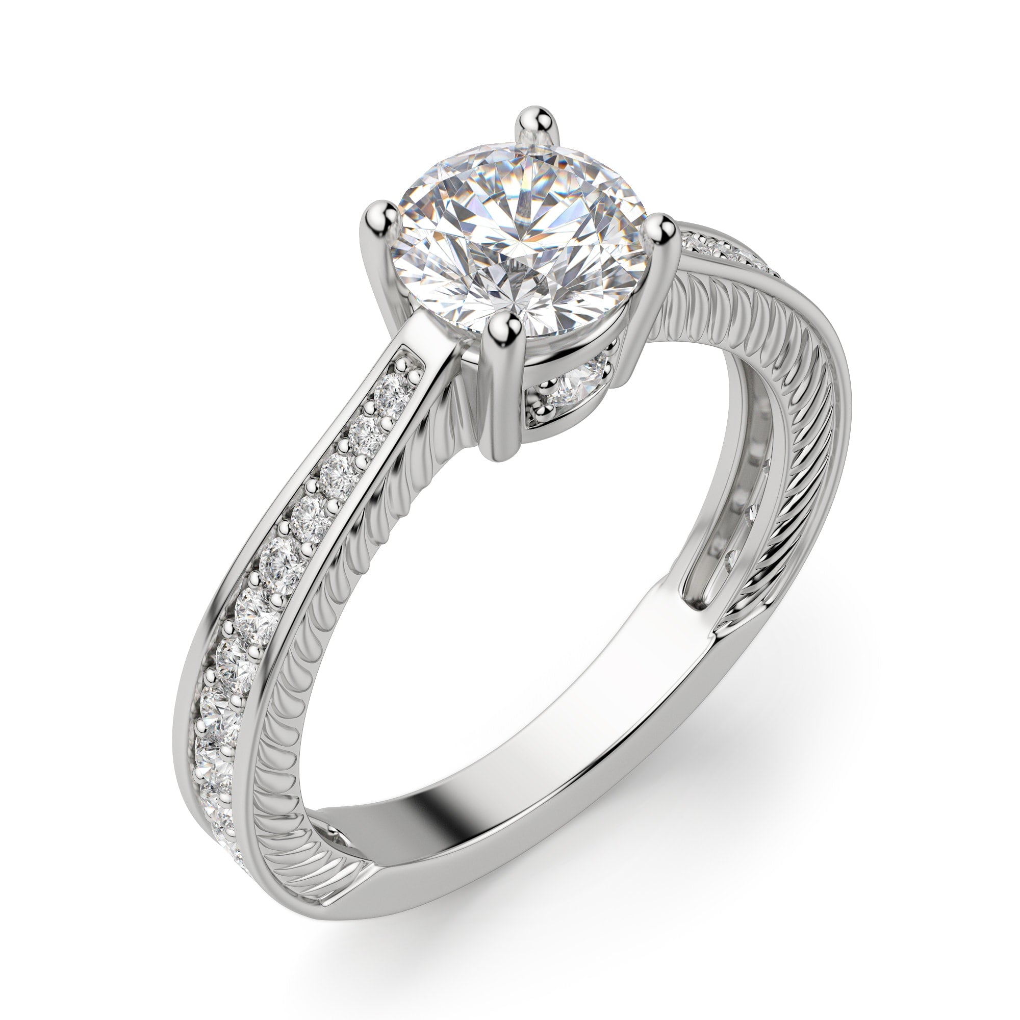 Brilliant Round Cut Art Deco Moissanite Engagement Ring