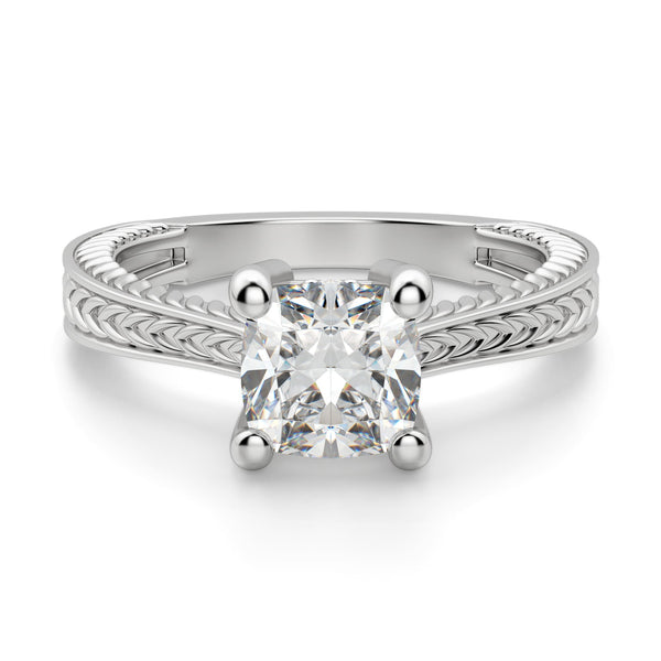 Cushion Cut Moissnite Art Deco Solitaire Engagement Ring