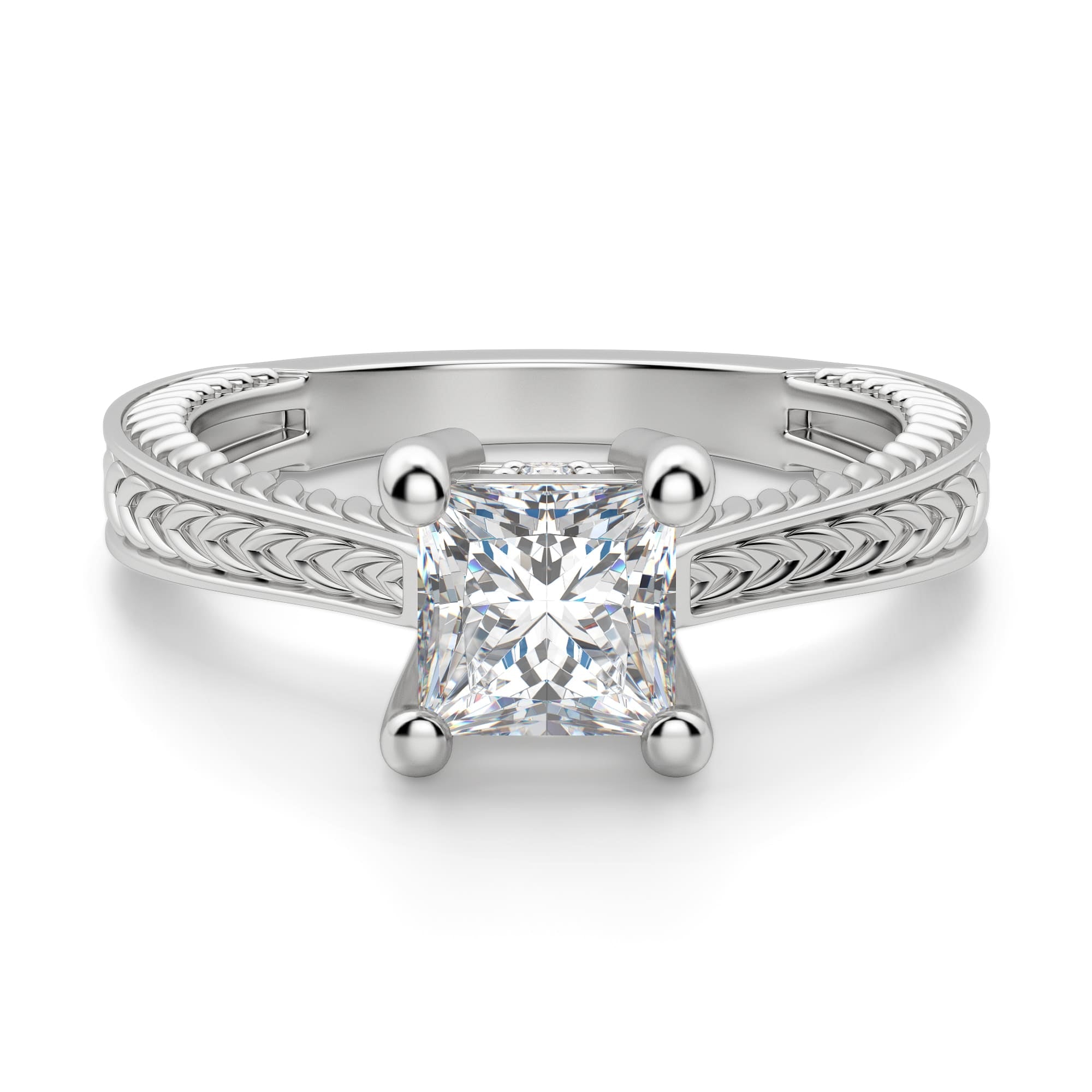 Solitaire Princess Cut Moissanite Engagement Ring