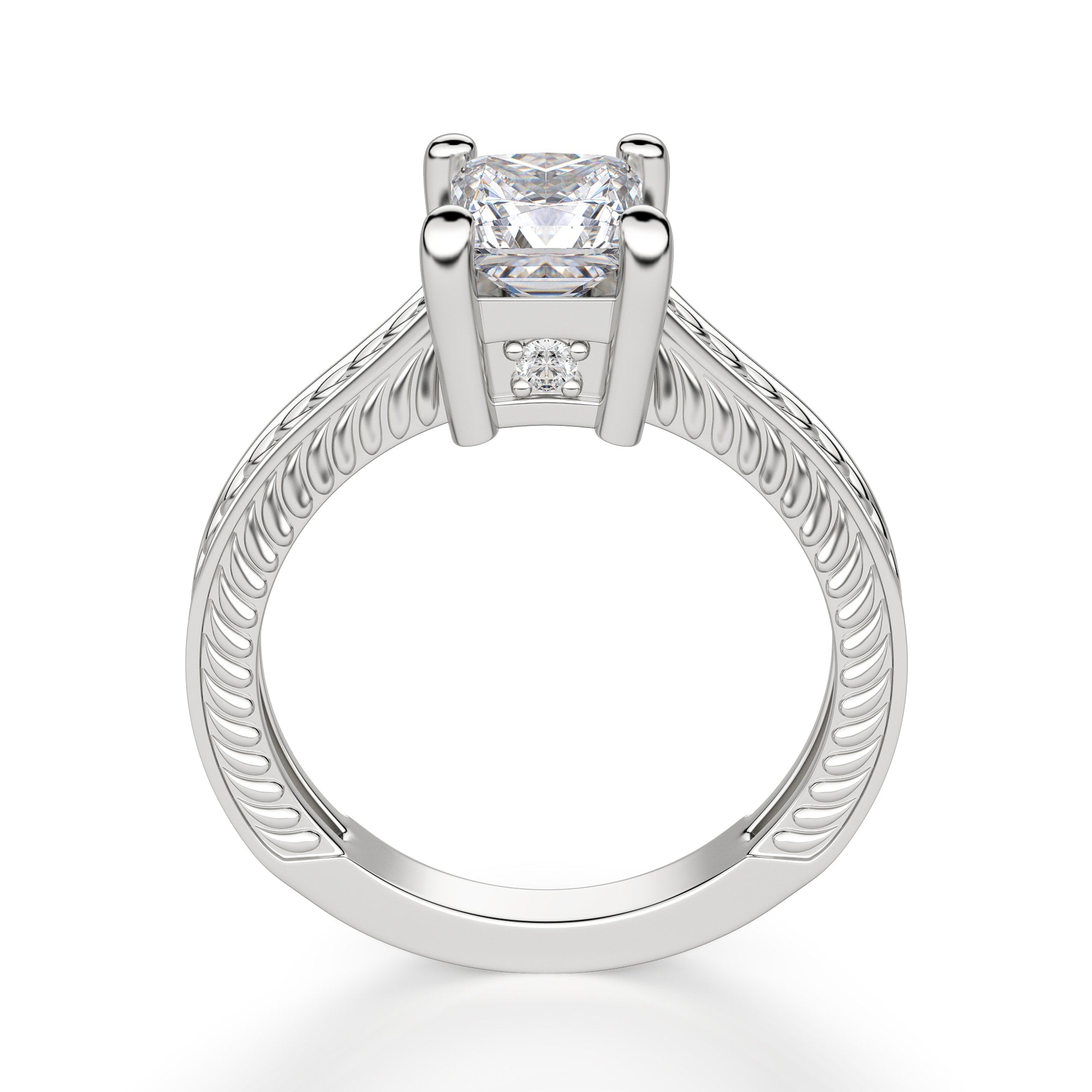 Solitaire Princess Cut Moissanite Engagement Ring